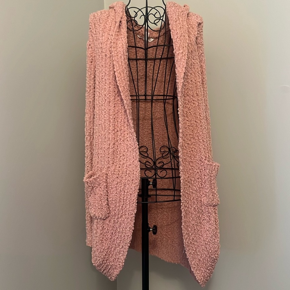 Long Sleeve Hooded Rose Cardigan